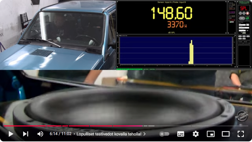 dd audio 112a soitettiin 148.62 dB ja tehoa meni 3370 wattia